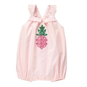 ♥️ HP JANIE AND JACK Pineapple Romper Sz 18-24M Pink Green Jumpsuit NWOT